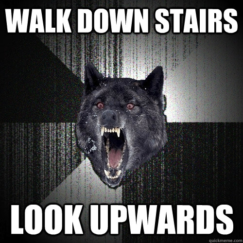 walk down stairs look upwards  Insanity Wolf