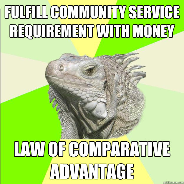 fulfill community service requirement with money law of comparative advantage  Rationalist Lizard