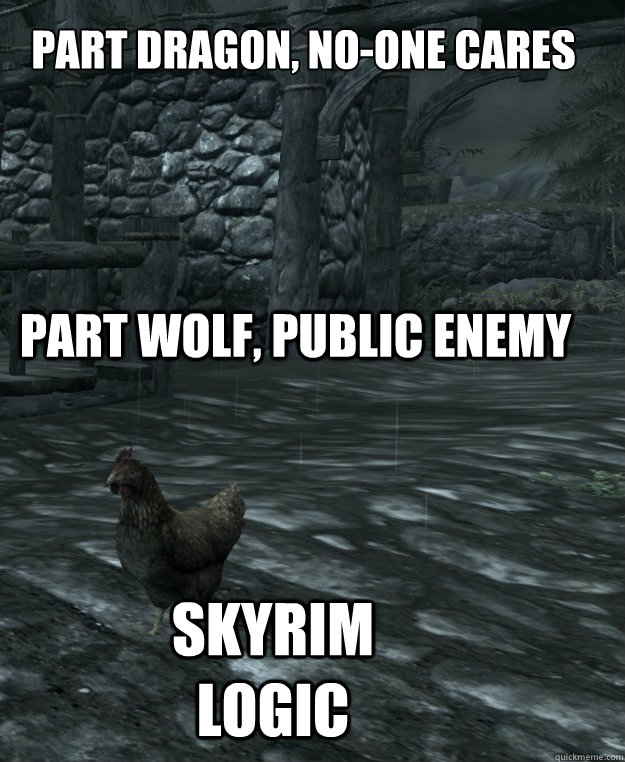 Part Dragon, no-one cares Part Wolf, public enemy Skyrim logic  Skyrim Logic