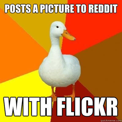 Posts a picture to reddit with flickr  Tech Impaired Duck