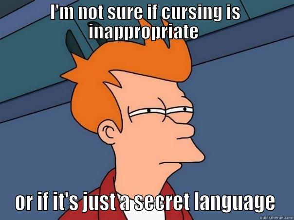 I'M NOT SURE IF CURSING IS INAPPROPRIATE  OR IF IT'S JUST A SECRET LANGUAGE Futurama Fry
