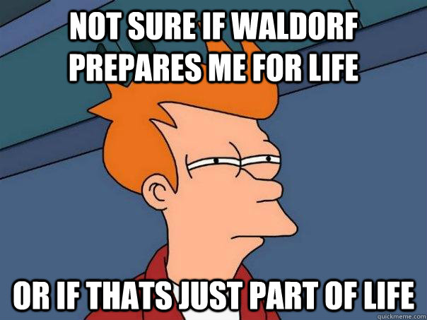 Not sure if waldorf prepares me for life Or if thats just part of life  Futurama Fry