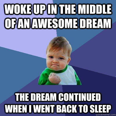 woke up in the middle of an awesome dream the dream continued when i went back to sleep - woke up in the middle of an awesome dream the dream continued when i went back to sleep  Success Kid