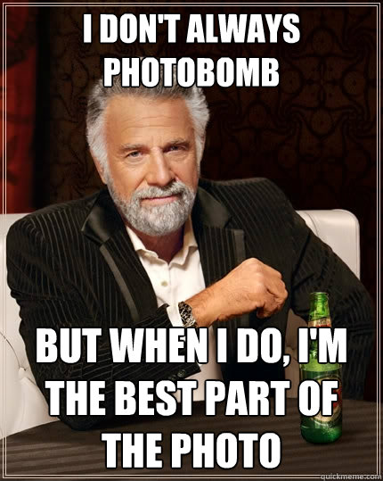 I don't always photobomb But when I do, I'm the best part of the photo  The Most Interesting Man In The World