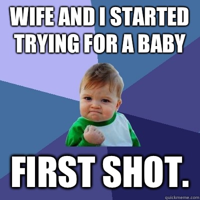Wife and I started trying for a baby First shot.  Success Kid