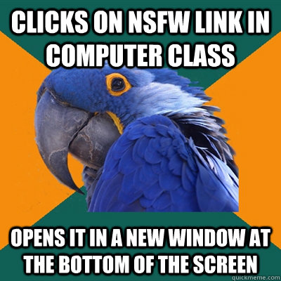 clicks on nsfw link in computer class opens it in a new window at the bottom of the screen  Paranoid Parrot
