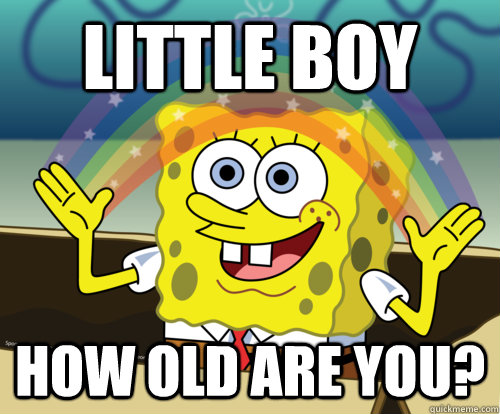 little boy how old are you?  Spongebob rainbow