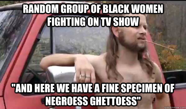 Random group of black women fighting on TV show 