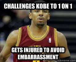 Challenges kobe to 1 on 1 Gets injured to avoid embarrassment   