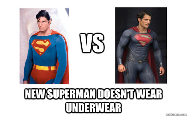 Vs New superman doesn't wear underwear - Vs New superman doesn't wear underwear  Differences between Old and new superman