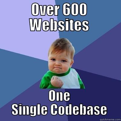 OVER 600 WEBSITES ONE SINGLE CODEBASE Success Kid