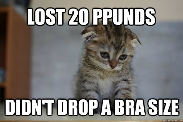 Lost 20 ppunds didn't drop a bra size  Sad Kitten