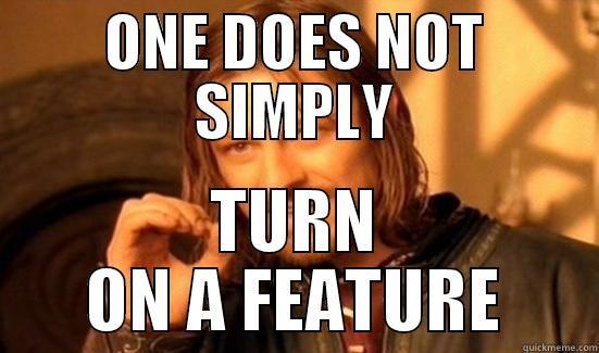 ONE DOES NOT SIMPLY TURN ON A FEATURE Boromir