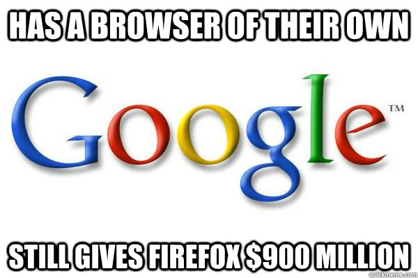 Has a browser of their own still gives firefox $900 million  Good Guy Google