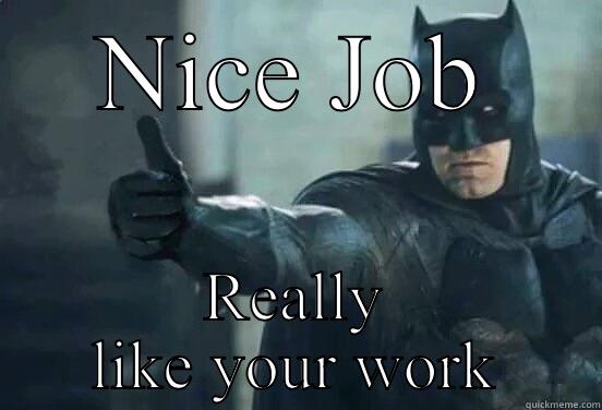 NICE JOB REALLY LIKE YOUR WORK Misc