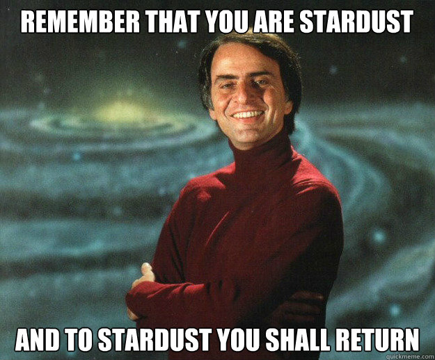 Remember that you are stardust And to stardust you shall return - Remember that you are stardust And to stardust you shall return  Carl Sagan