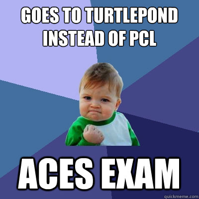 Goes to turtlepond instead of pcl aces exam  Success Kid