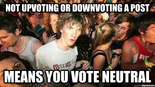 Not upvoting or downvoting a post Means you vote Neutral  Suddenly Clarity Clarence