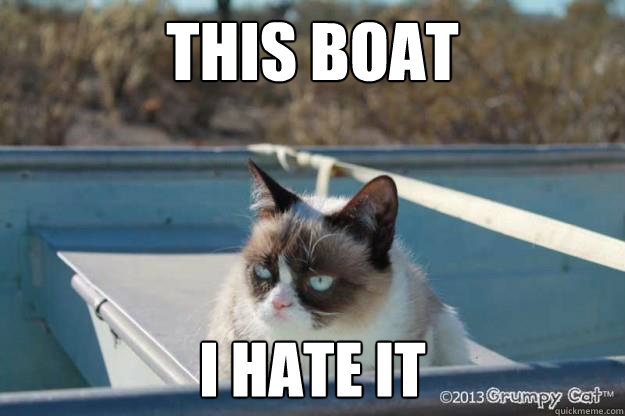 this boat i hate it  Grumpy Cat Boating