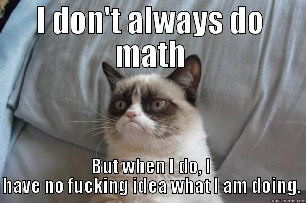 I DON'T ALWAYS DO MATH BUT WHEN I DO, I HAVE NO FUCKING IDEA WHAT I AM DOING. Grumpy Cat
