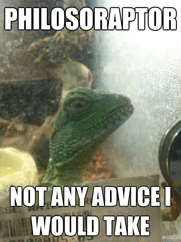 Philosoraptor not any advice I would take - Philosoraptor not any advice I would take  Leery Lizard