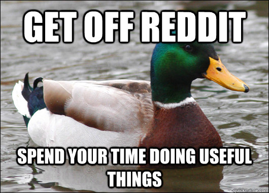 Get off reddit spend your time doing useful things  Actual Advice Mallard