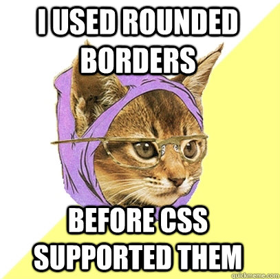 I used rounded borders before CSS supported them  Hipster Kitty