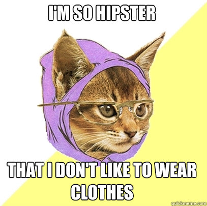 I'm so hipster That I don't like to wear clothes  Hipster Kitty