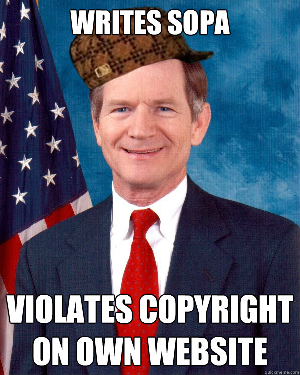 WRITES SOPA VIOLATES COPYRIGHT ON OWN WEBSITE  Scumbag Lamar