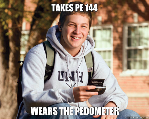 Takes pe 144 wears the pedometer  College Freshman