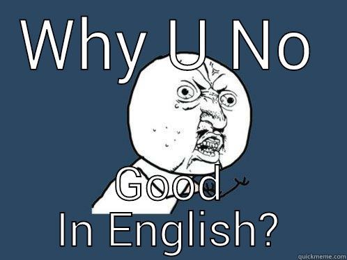 WHY U NO GOOD IN ENGLISH? Y U No