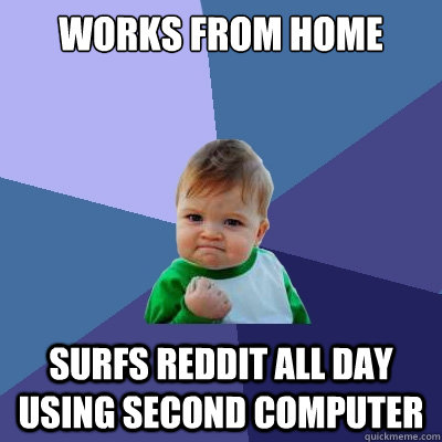 WORKS FROM HOME SURFS REDDIT ALL DAY USING SECOND COMPUTER - WORKS FROM HOME SURFS REDDIT ALL DAY USING SECOND COMPUTER  Success Kid