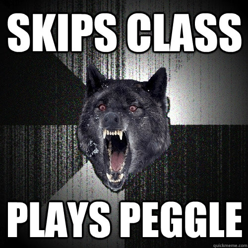 skips class  plays peggle  Insanity Wolf