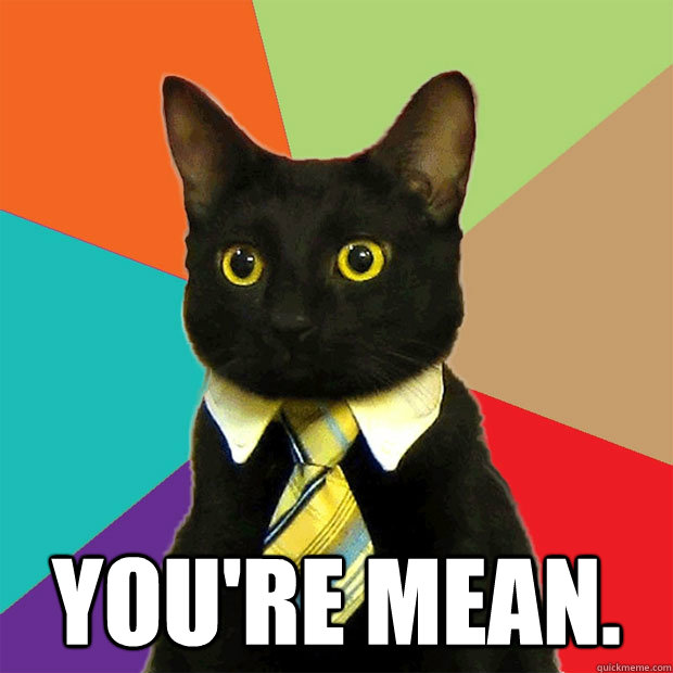  You're Mean.  Business Cat