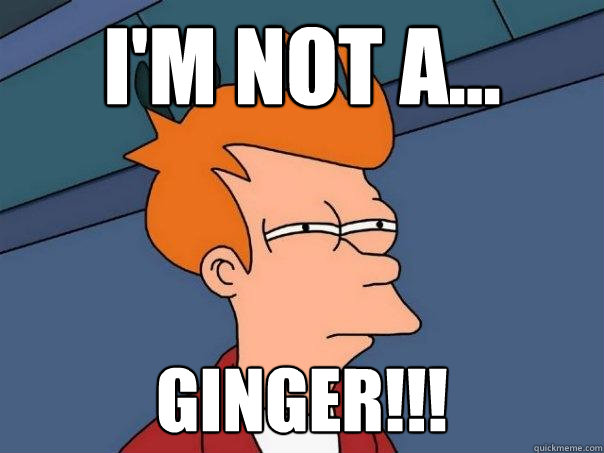 I'M not a... GINGER!!!  Futurama Fry