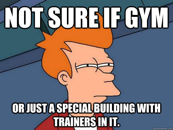 Not sure if gym Or just a special building with trainers in it.  Futurama Fry