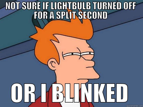 NOT SURE IF LIGHTBULB TURNED OFF FOR A SPLIT SECOND OR I BLINKED Futurama Fry