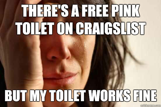 There's a free pink toilet on craigslist But my toilet works fine  First World Problems