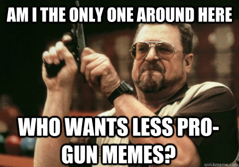Am I the only one around here who wants less pro-gun memes? - Am I the only one around here who wants less pro-gun memes?  Am I the only one