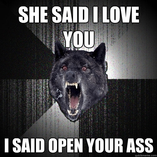She said I love you I said open your ass  Insanity Wolf