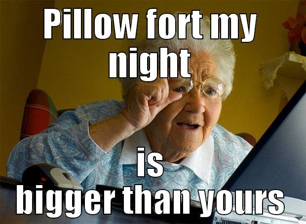 PILLOW FORT MY NIGHT IS BIGGER THAN YOURS Grandma finds the Internet