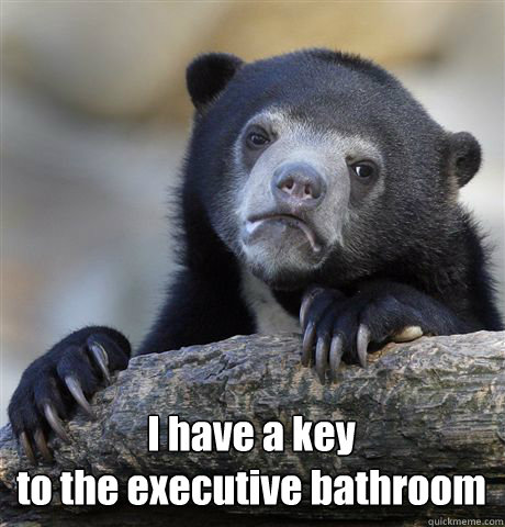  I have a key 
to the executive bathroom  Confession Bear