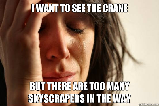 I want to see the crane But there are too many skyscrapers in the way  First World Problems