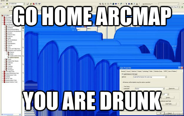 GO HOME ARCMAP YOU ARE DRUNK  arcmap