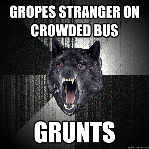 gropes stranger on crowded bus grunts  Insanity Wolf