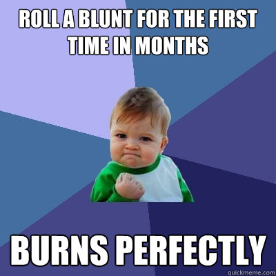 roll a blunt for the first time in months burns perfectly  Success Kid