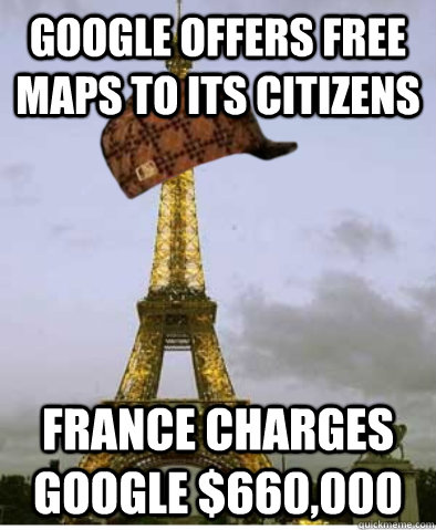 Google offers free maps to its citizens France charges google $660,000  