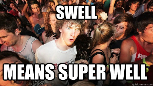 swell means super well  Sudden Clarity Clarence