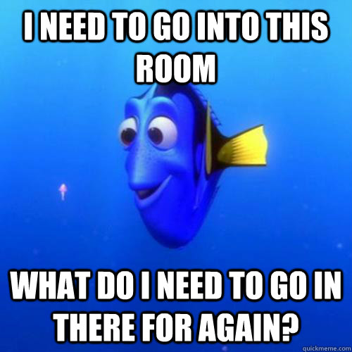 i need to go into this room what do i need to go in there for again?  dory