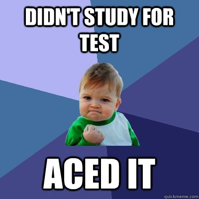 Didn't study for test Aced it  Success Kid